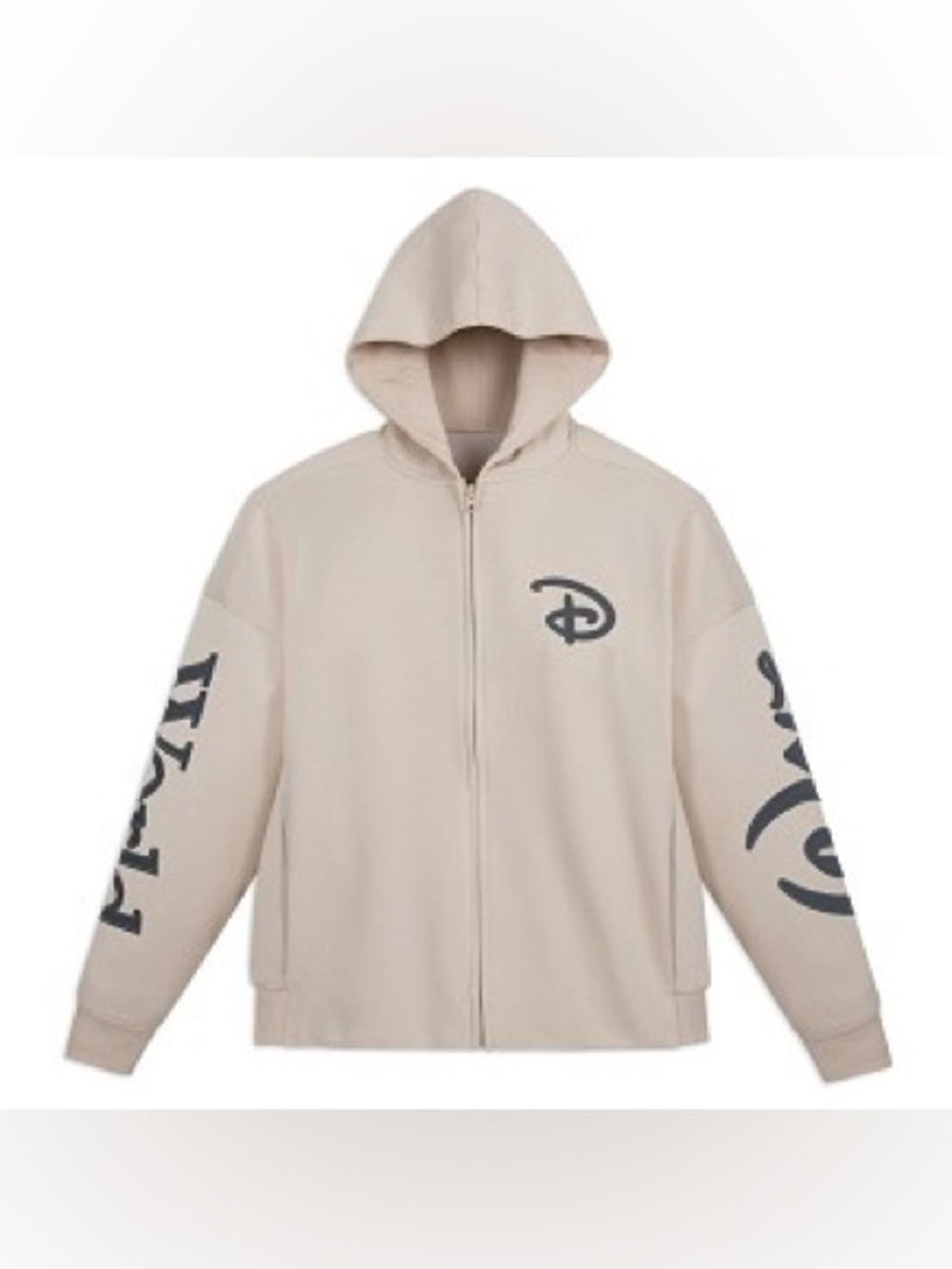 2026 Walt Disney World Beige Cream Zip Up Neutral Hoodie, Size 3XL